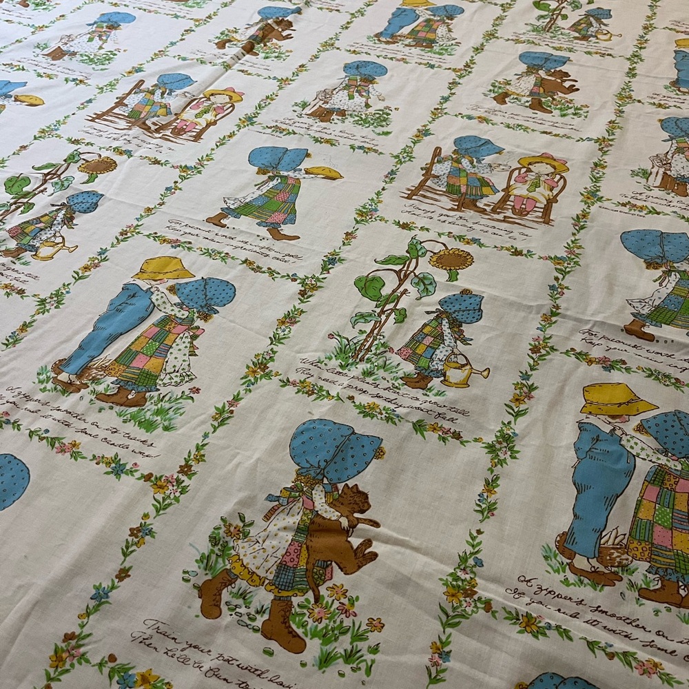 HOLLY HOBBIE Twin Flat Sheet Vintage 70s 80s Bedding Excellent Condition